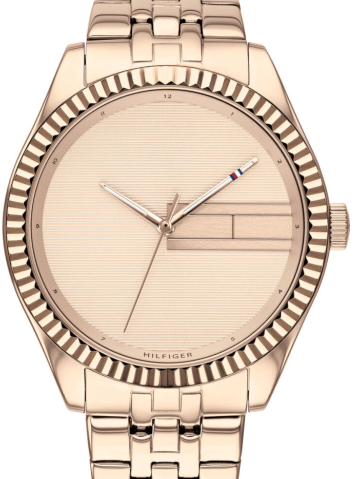 Tommy Hilfiger Lee Roloi Batarias me Roz Xruso Metalliko Brasele 1782082