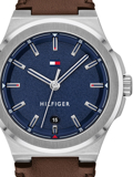 Tommy Hilfiger Princeton Roloi Batarias me Kafe Dermatino Louraki 1791645
