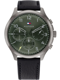 Tommy Hilfiger Asher Roloi Batarias me Mavro Dermatino Louraki 1791856