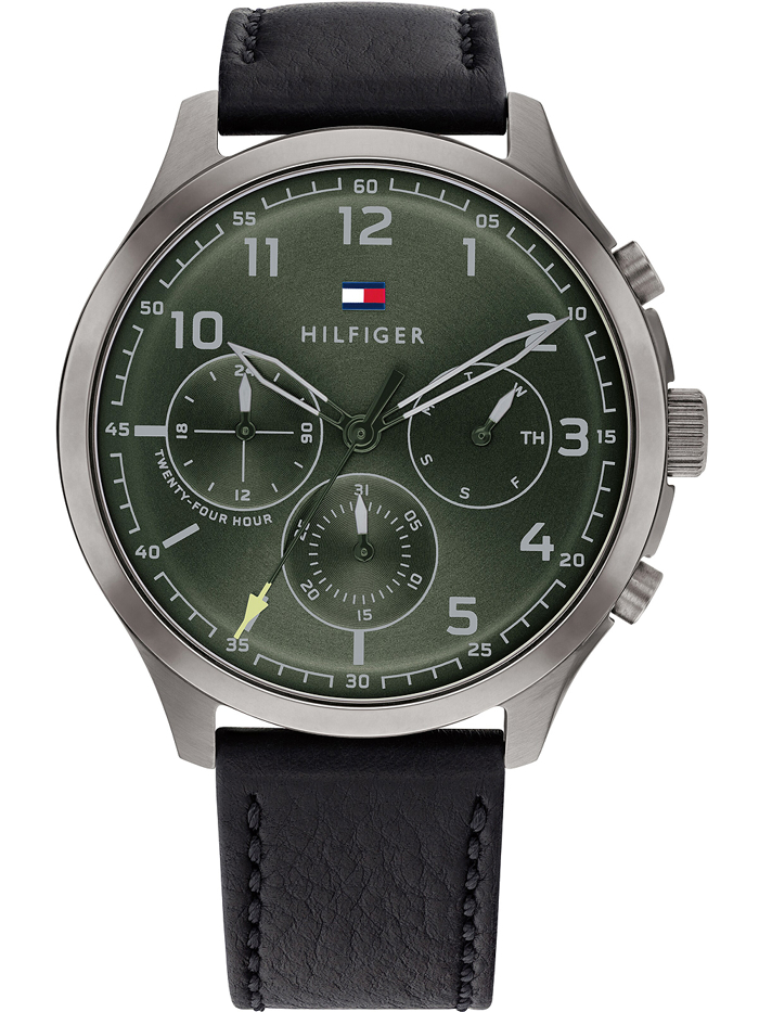 Tommy Hilfiger Asher Roloi Batarias me Mavro Dermatino Louraki 1791856