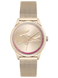 Lacoste Ladycroc Roloi Batarias me Roz Xruso Metalliko Brasele 2001261