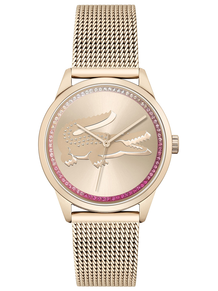 Lacoste Ladycroc Roloi Batarias me Roz Xruso Metalliko Brasele 2001261