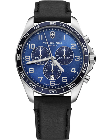Victorinox Fieldforce Ρολόι Χρονογράφος Μπαταρίας με Μαύρο Δερμάτινο Λουράκι 241929
