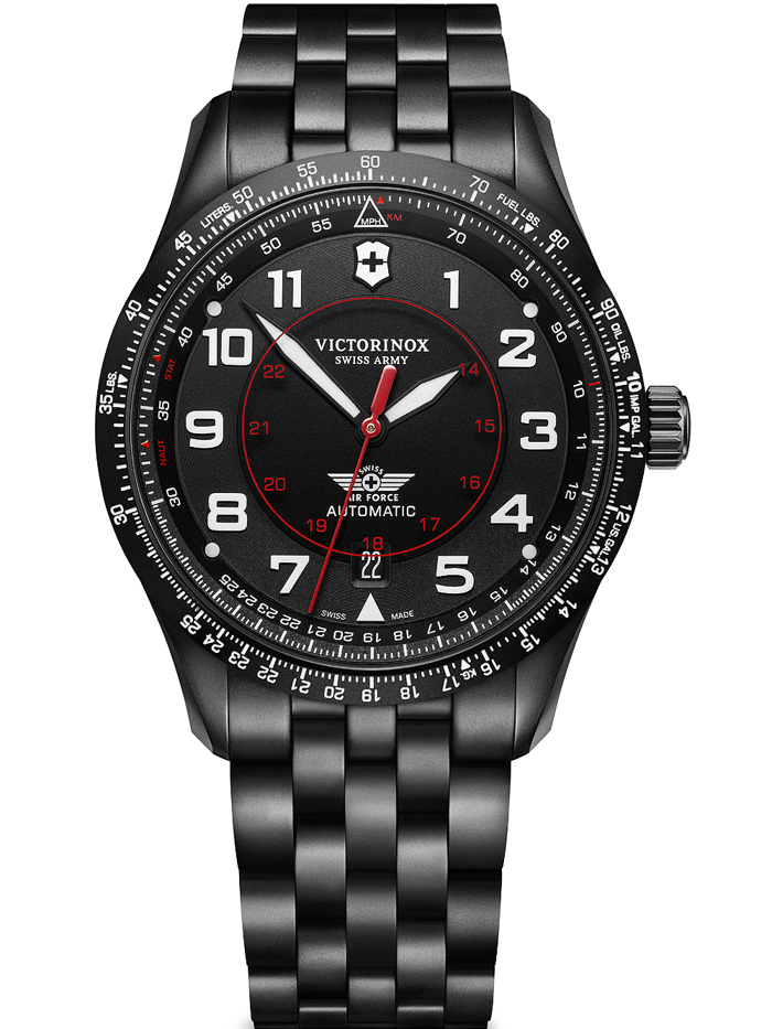 Victorinox Airboss Roloi Aftomato me Mavro Metalliko Brasele 241974