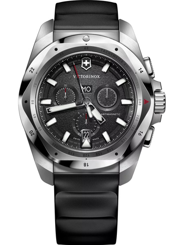 Victorinox Mens Watch I.N.O.X Ρολόι Χρονογράφος Μπαταρίας με Μαύρο Καουτσούκ Λουράκι 241983