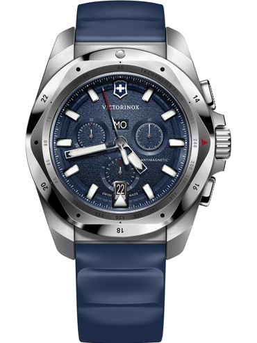 Victorinox Mens Watch I.N.O.X Ρολόι Χρονογράφος Μπαταρίας με Μπλε Καουτσούκ Λουράκι 241984