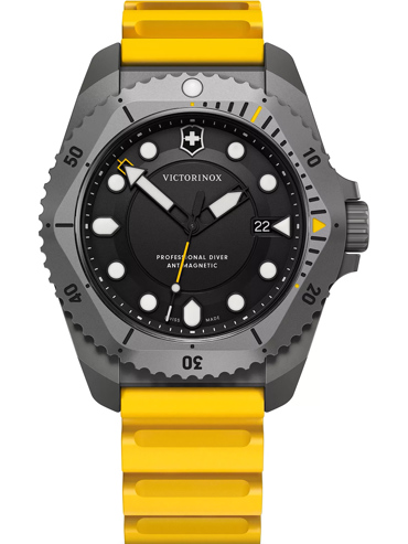 Victorinox Mens Watch Dive Pro Ρολόι Μπαταρίας με Κίτρινο Καουτσούκ Λουράκι 241992
