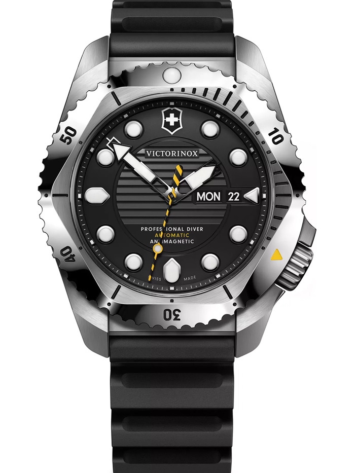 Victorinox Mens Watch Dive Pro Roloi Aftomato me Mavro Kaoutsouk Louraki 241994