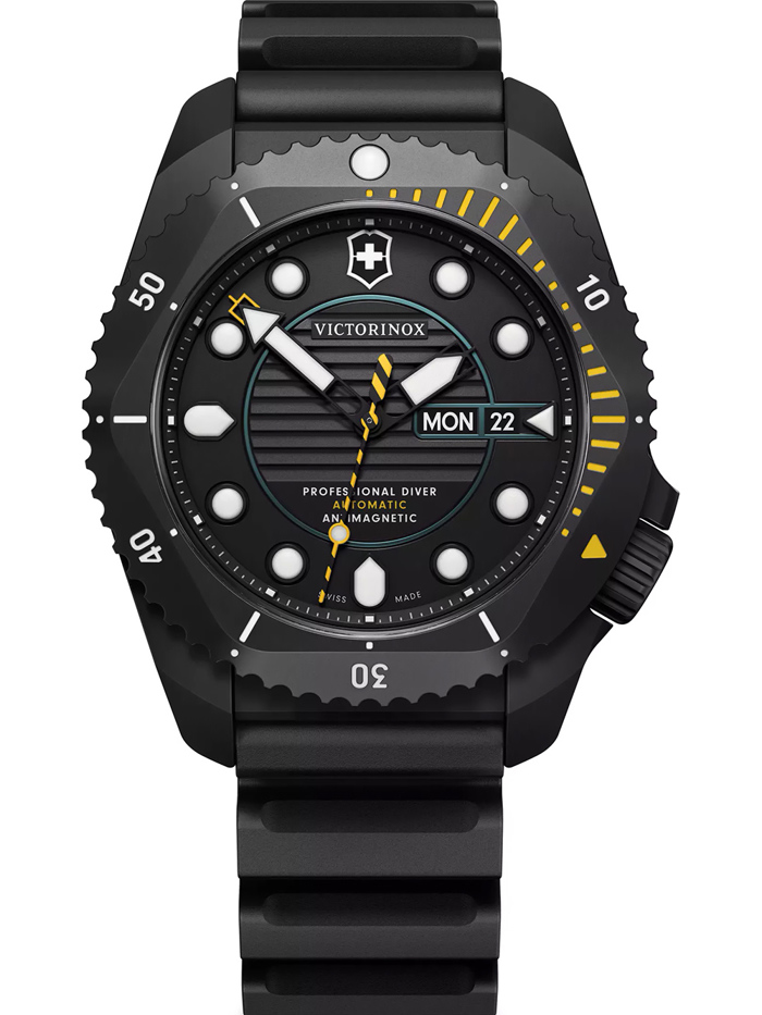 Victorinox Mens Watch Dive Pro Roloi Aftomato me Mavro Kaoutsouk Louraki 241997