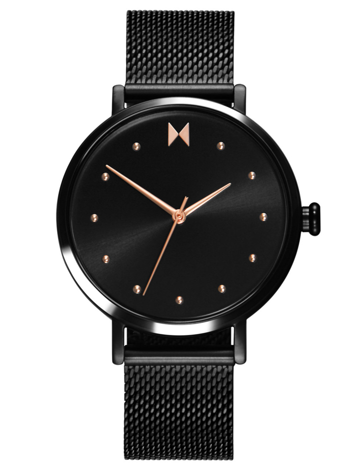 MVMT Dot Spin Roloi Batarias me Mavro Metalliko Brasele 28000033-D