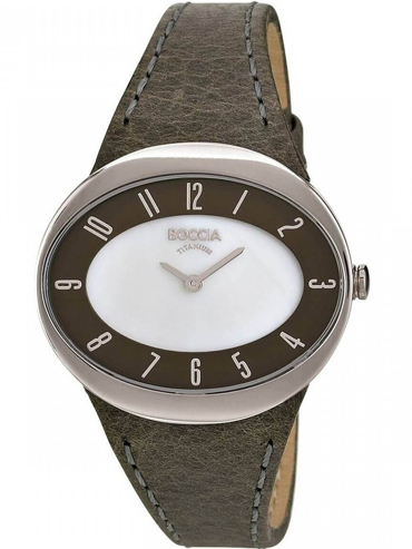 Boccia Ρολόι Μπαταρίας με Γκρι Δερμάτινο Λουράκι 3165-15