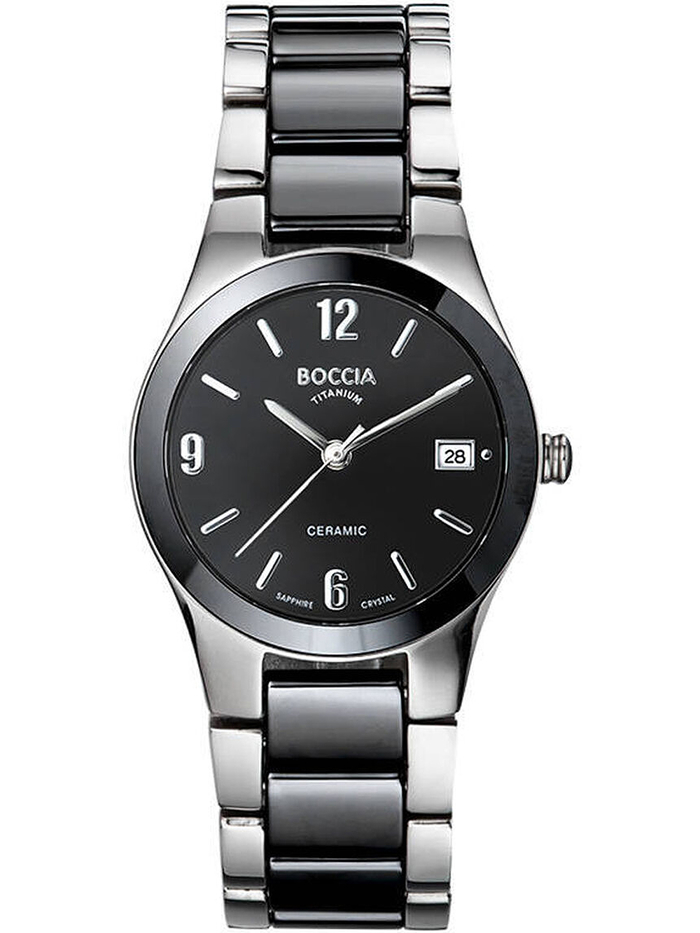 Boccia Ceramic Titanium Roloi Batarias me Mavro / Asimi Keramiko Brasele 3189-02