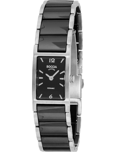 Boccia Ceramic Titanium Ρολόι Μπαταρίας με Μαύρο / Ασημί Κεραμικό Μπρασελέ 3201-02