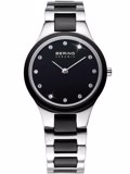 Bering Roloi Batarias me Mavro Keramiko Brasele 32327-742