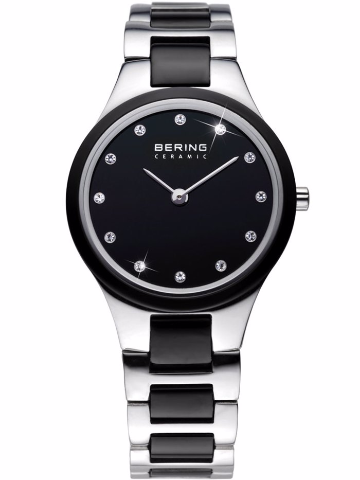 Bering Roloi Batarias me Mavro Keramiko Brasele 32327-742