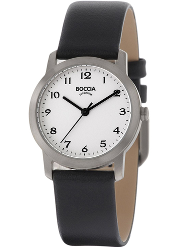 Boccia Titanium Ρολόι Μπαταρίας με Μαύρο Δερμάτινο Λουράκι 3291-01