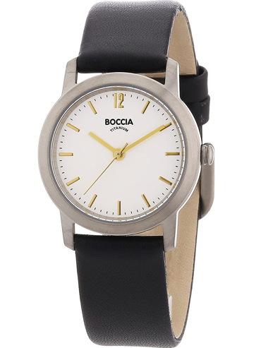 Boccia Ρολόι Μπαταρίας με Μαύρο Δερμάτινο Λουράκι 3291-02