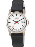 Boccia Titanium Roloi Batarias me Mavro Dermatino Louraki 3298-04