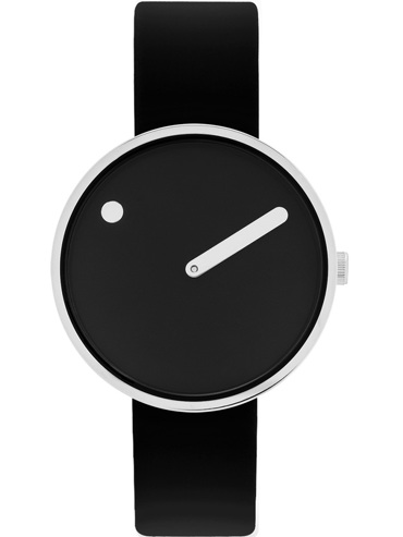 PICTO Black and Steel Ρολόι Μπαταρίας με Μαύρο Δερμάτινο Λουράκι 34070-4114