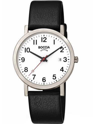 Boccia Titanium Ρολόι Μπαταρίας με Μαύρο Δερμάτινο Λουράκι 3622-03