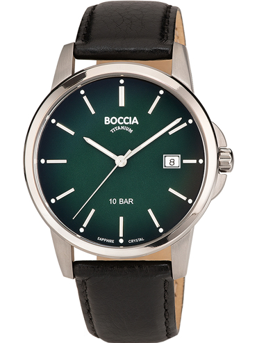 Boccia Titanium Ρολόι Μπαταρίας με Μαύρο Δερμάτινο Λουράκι 3633-02