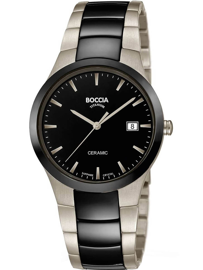 Boccia Ceramic Titanium Roloi Batarias me Mavro / Asimi Keramiko Brasele 3639-01