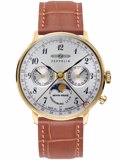 Zeppelin Hindenburg Moonphase Roloi Batarias me Kafe Dermatino Louraki 7039-1