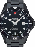 Swiss Alpine Military by Grovana Diver Roloi Aftomato me Mavro Metalliko Brasele 7095.2177
