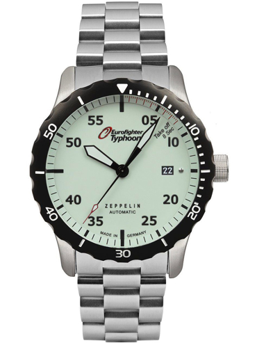 Zeppelin Eurofighter Typhoon Ρολόι Αυτόματο με Ασημί Μεταλλικό Μπρασελέ 7268M-5