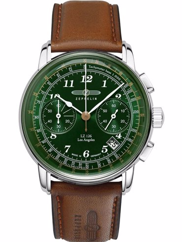 Zeppelin 7614-4 LZ126 Los Angeles Chronograph Mens Watch 43mm 5ATM
