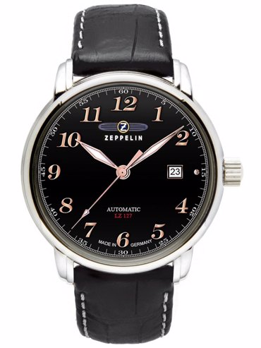 Zeppelin LZ127 Ρολόι Αυτόματο με Μαύρο Δερμάτινο Λουράκι 7656-2