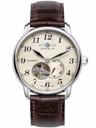 Zeppelin LZ-127 Graf Zeppelin Ρολόι Αυτόματο με Καφέ Δερμάτινο Λουράκι 7666-5
