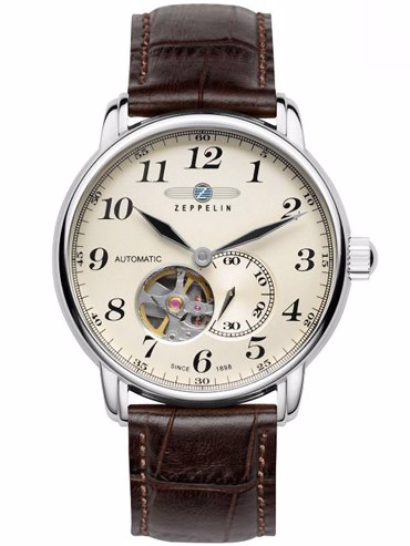Zeppelin LZ-127 Graf Zeppelin Ρολόι Αυτόματο με Καφέ Δερμάτινο Λουράκι 7666-5