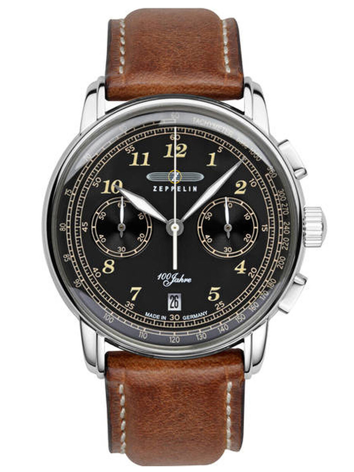 Zeppelin LZ-127 100 Years Roloi Xronogafos Batarias me Kafe Dermatino Louraki 7674-3