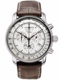 Zeppelin 100 Years Roloi Xronogafos Batarias me Kafe Dermatino Louraki 7680-1
