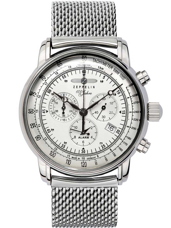 Zeppelin 100 Years Roloi Xronogafos Batarias me Asimi Metalliko Brasele 7680M-1