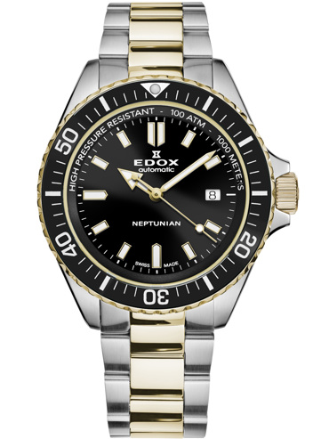 Edox Neptunian Ρολόι Αυτόματο με Χρυσό / Ασημί Μεταλλικό Μπρασελέ 80120-357JM-NID