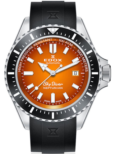 Edox Skydiver Neptunian Ρολόι Αυτόματο με Μαύρο Καουτσούκ Λουράκι 80120-3NCA-ODN Edox Skydiver Neptunian Ρολόι Αυτόματο με Μαύρο Καουτσούκ Λουράκι 80120-3NCA-ODN