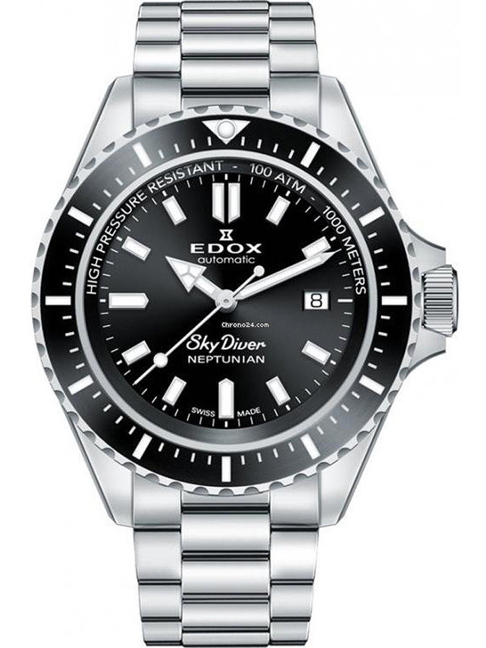 Edox Skydiver Neptunian Roloi Aftomato me Asimi Metalliko Brasele 80120-3NM-NIN