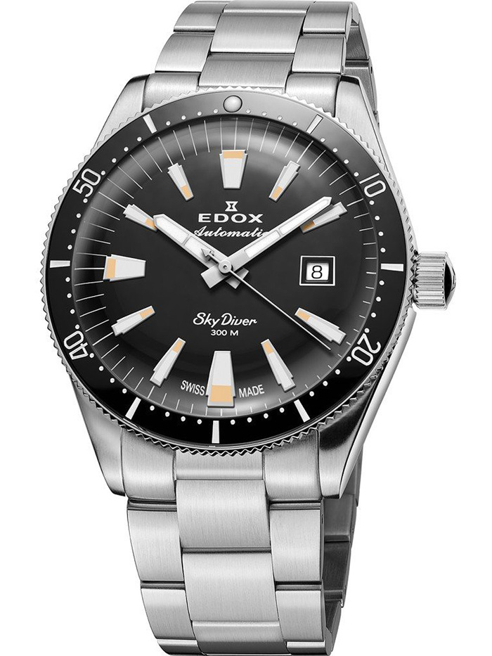 Edox Skydiver Roloi Aftomato me Asimi Metalliko Brasele 80131-3NM-NIB