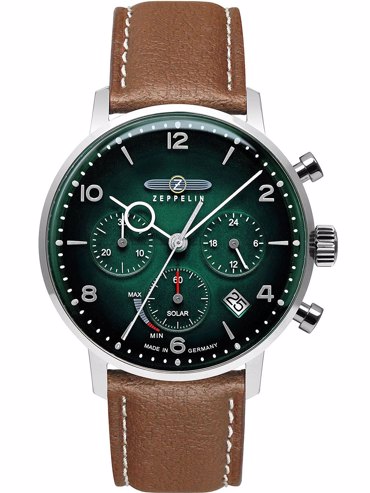 Zeppelin 8086-4N Hindenburg LZ129 Chronograph Mens Watch Solar 41mm 5ATM