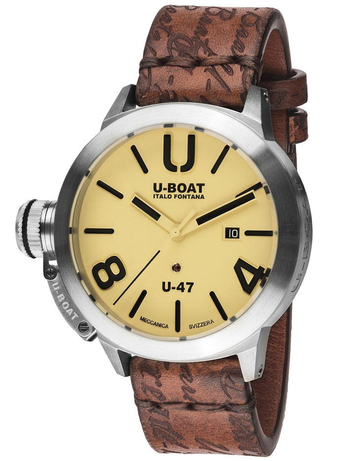 U-Boat Classico U-47 Roloi Aftomato me Kafe Dermatino Louraki 8106