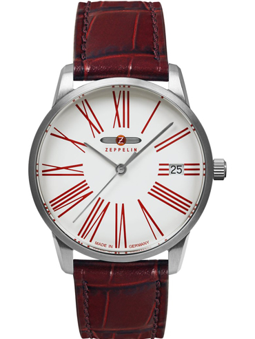 Zeppelin Flatline Ρολόι Μπαταρίας με Μπορντό Δερμάτινο Λουράκι 8347-5
