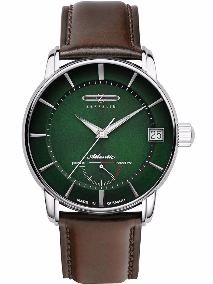 Zeppelin Atlatnic Limited Edition Powerreserve Roloi Aftomato me Kafe Dermatino Louraki 8416-4