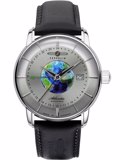 Zeppelin Atlatnic GMT Roloi Aftomato me Mavro Dermatino Louraki 8468-1