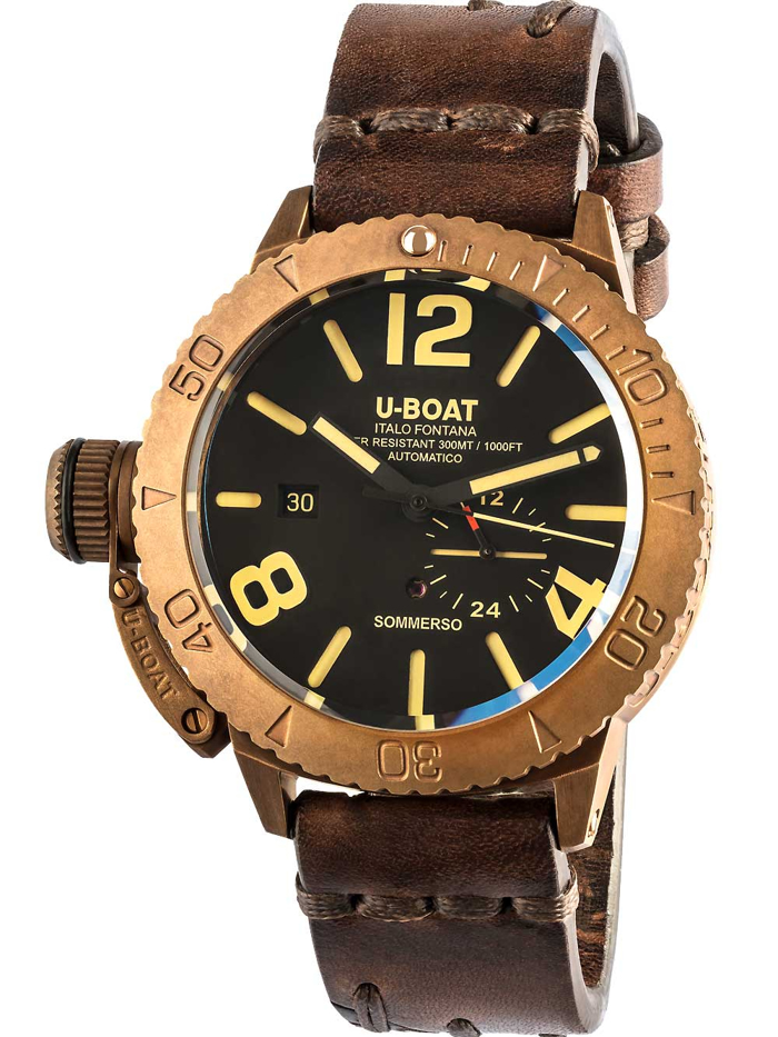 U-Boat Sommerso Roloi Aftomato me Kafe Dermatino Louraki 8486