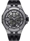 Edox Delfin Mecano Roloi Aftomato me Mavro Kaoutsouk Louraki 85303-357GN-NGN