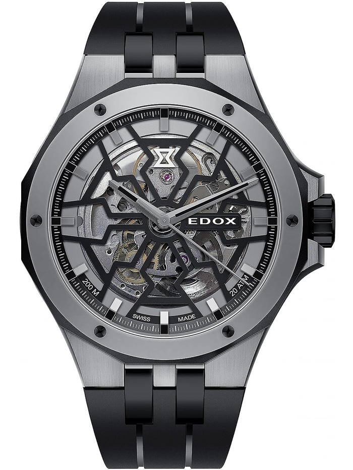 Edox Delfin Mecano Roloi Aftomato me Mavro Kaoutsouk Louraki 85303-357GN-NGN