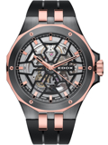 Edox Delfin Mecano Roloi Aftomato me Mavro Kaoutsouk Louraki 85303-357GR-NRN