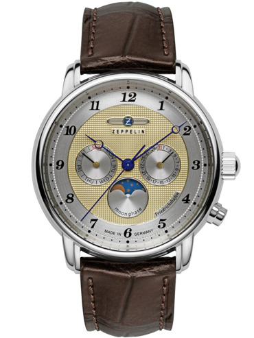 Zeppelin 8536-5 Mens Watch Friedrichshafen Moon Phase 40mm 5ATM